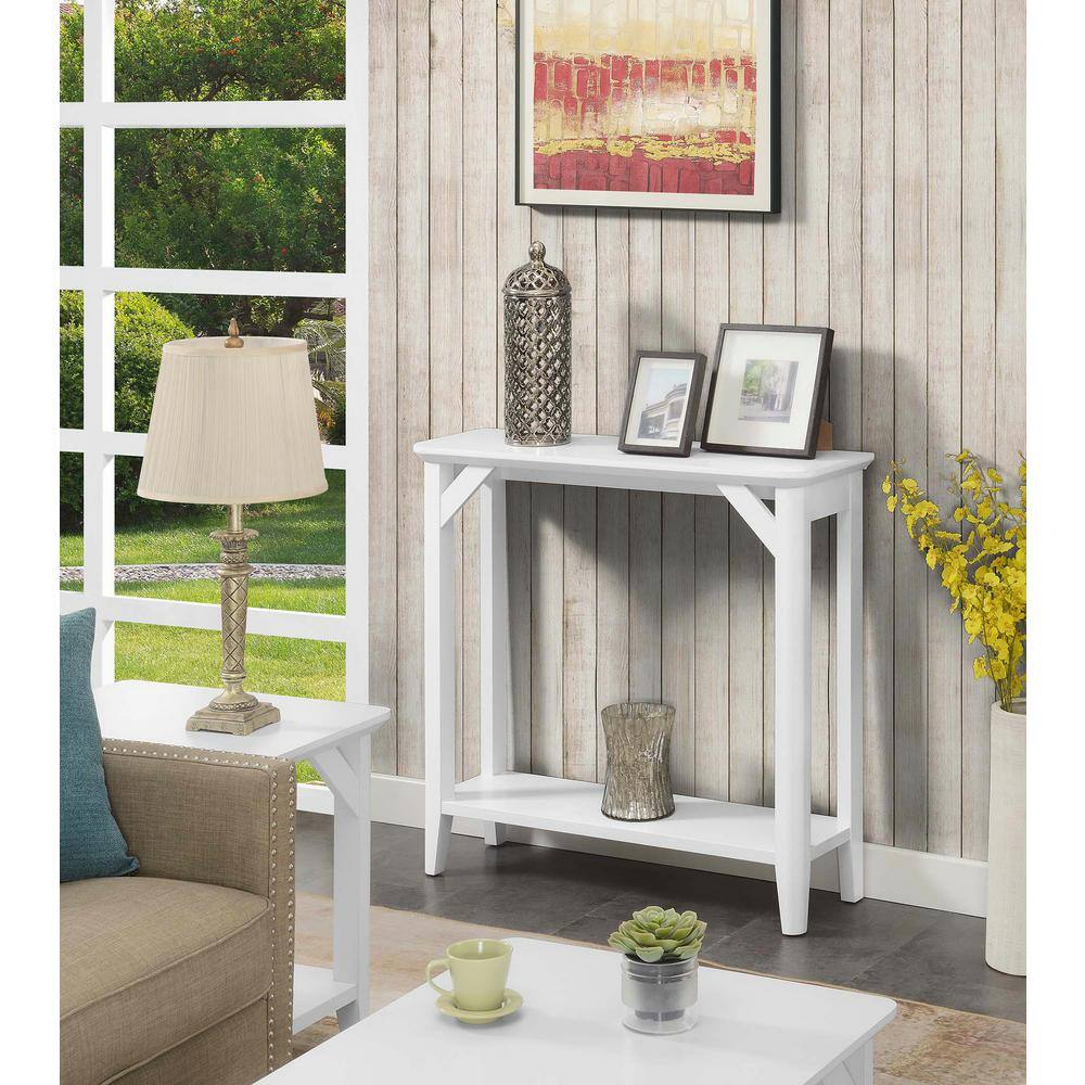 Convenience Concepts Winston 36in. White Standard Rectangle Particle Board Console Table with Shelf
