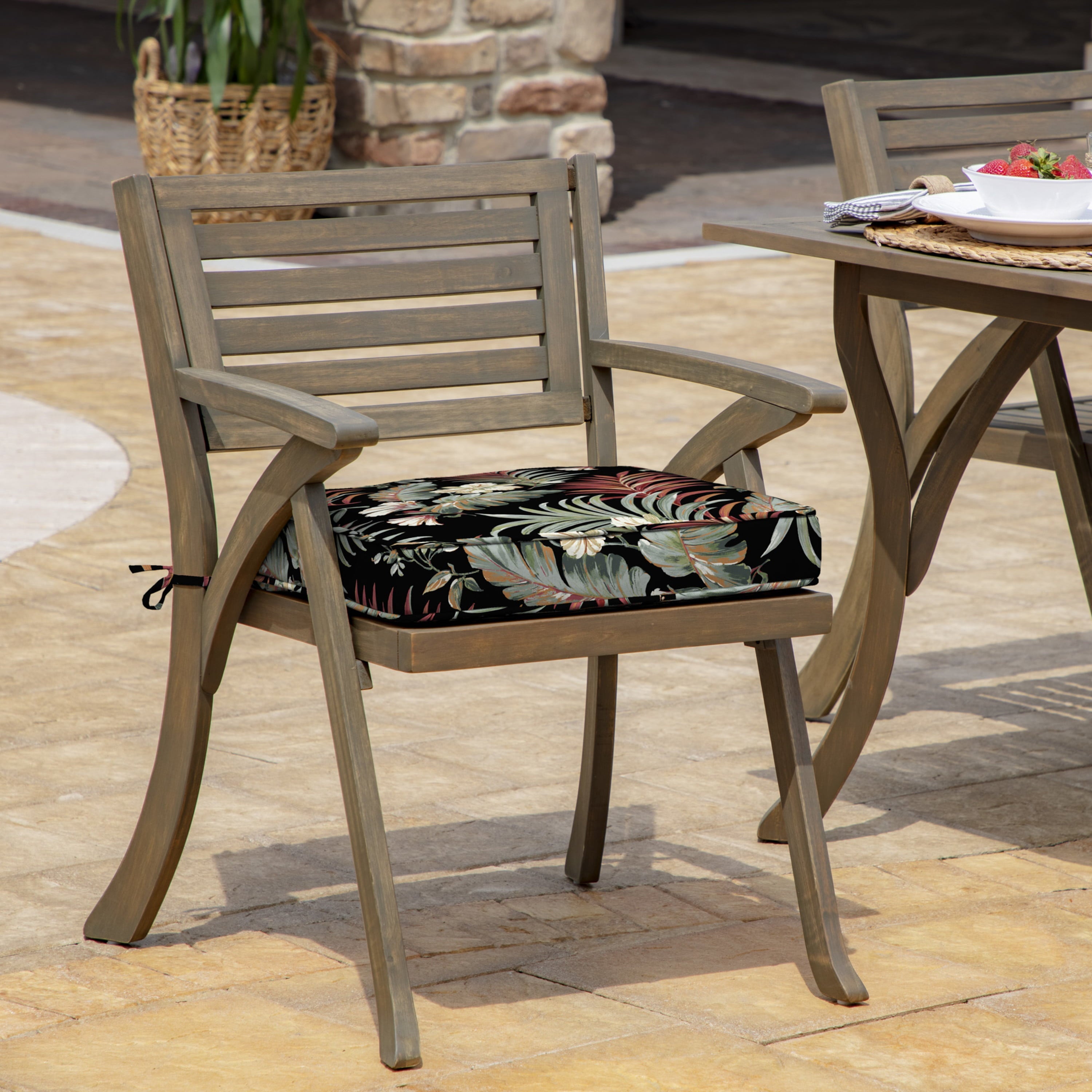 Arden Selections ProFoam Essentials Outdoor Seat Cushion 19 x 20, Simone Black Tropical