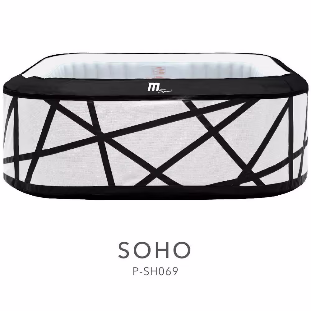 M SPA Premium Series SOHO 6-Person 132 Air Bubble Massage Inflatable SQUARE Hot Tub Integrated ONE Unit Child Safety Lock
