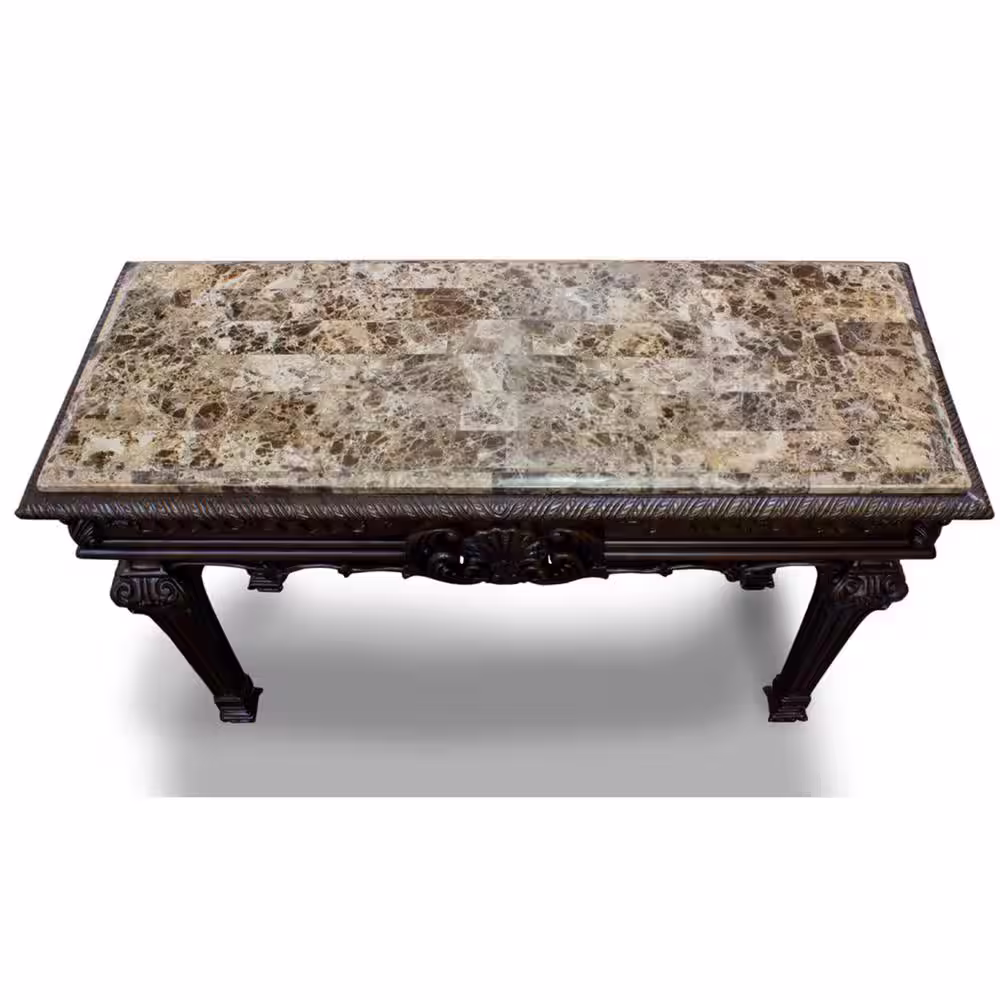 None Andrew 54 in. L Cherry Rectangle Marble Console Table