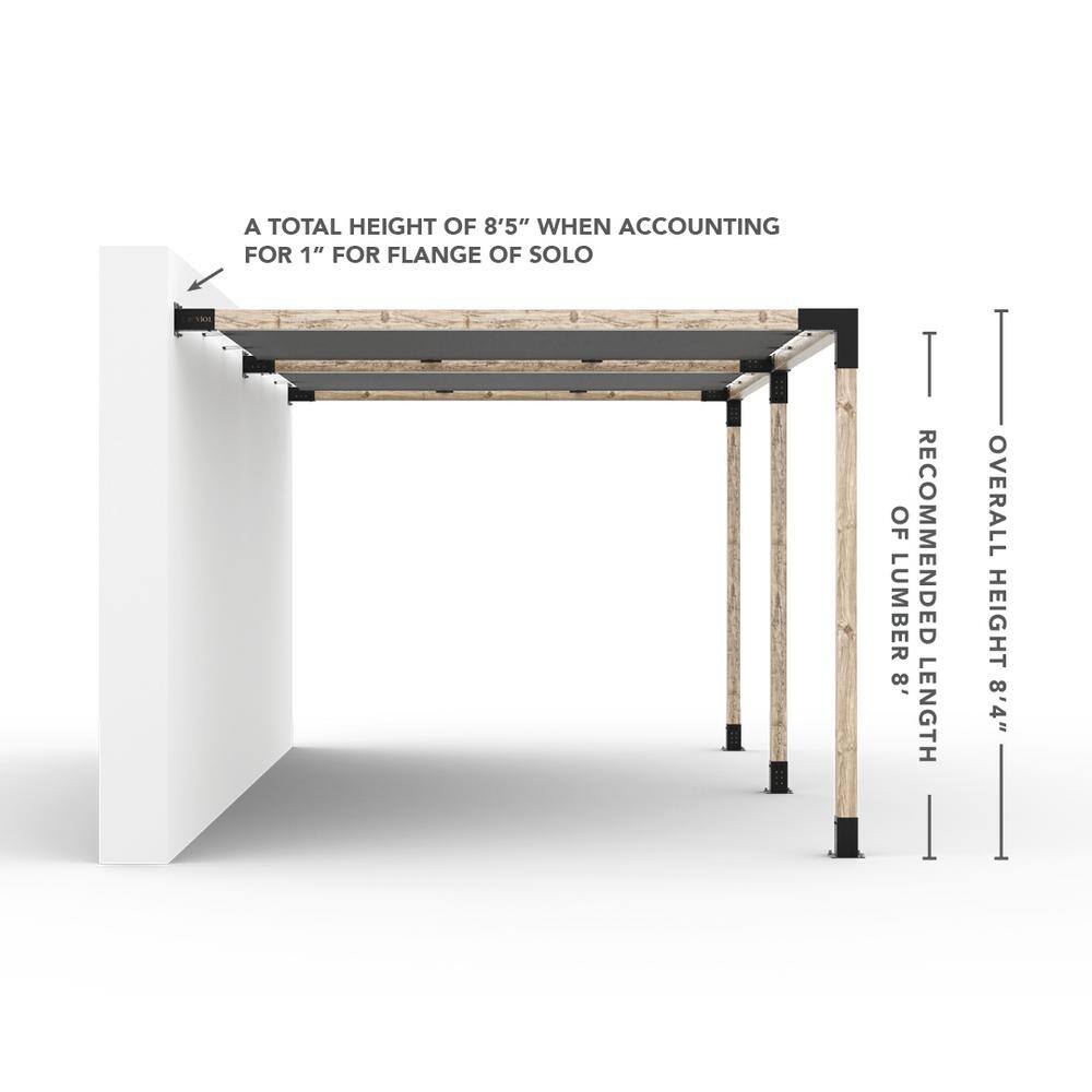 TOJA GRID 10 ft. L x 20 ft. W Double Wall Mount Pergola Kit with 2 Crimson Shade Sails, 4x4 Wood