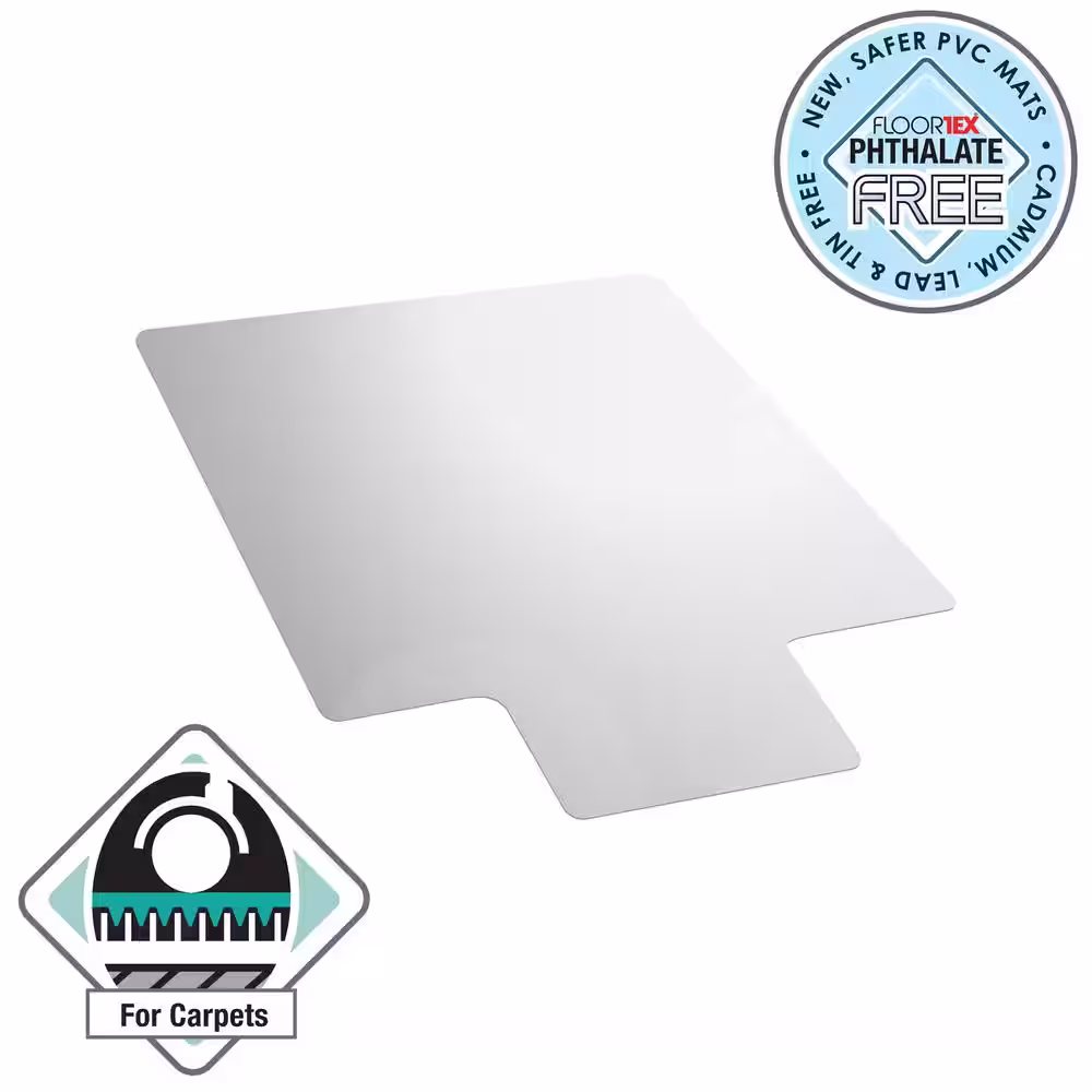 Floortex Advantagemat Vinyl Lipped Chair Mat for Carpets up to 3/8