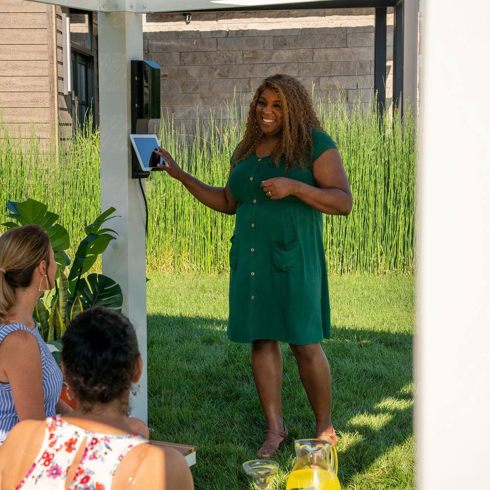 None Windham 14 ft. x 12 ft. White Steel Modern Pergola with Sail Shade Soft Canopy