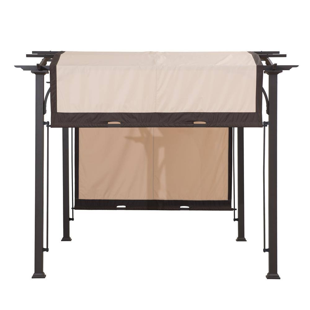 Sunjoy Sherman Oaks 9.5 ft. x 11 ft. Brown Steel Arched Pergola with 2-Tone Adjustable Shade