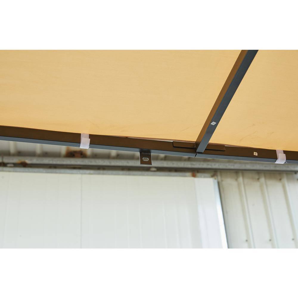 None 10 ft. x 13 ft. Brown Sloping Gazebo Canopy Tent Against Wall