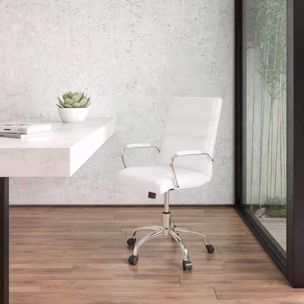 Flash Furniture Faux Leather Swivel Ergonomic Office Chair in White