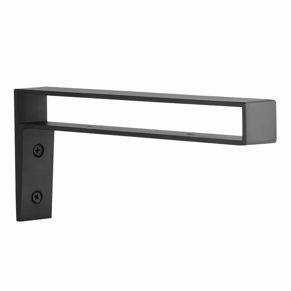 Home Decorators Collection 10 in. Matte Black Strap Bracket for Wood Shelving