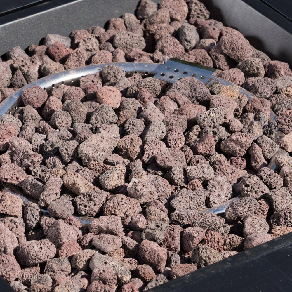 Noble House Abdullah 40 in. x 13.5 in. Square Iron Propane Fire Pit with Tank Holder