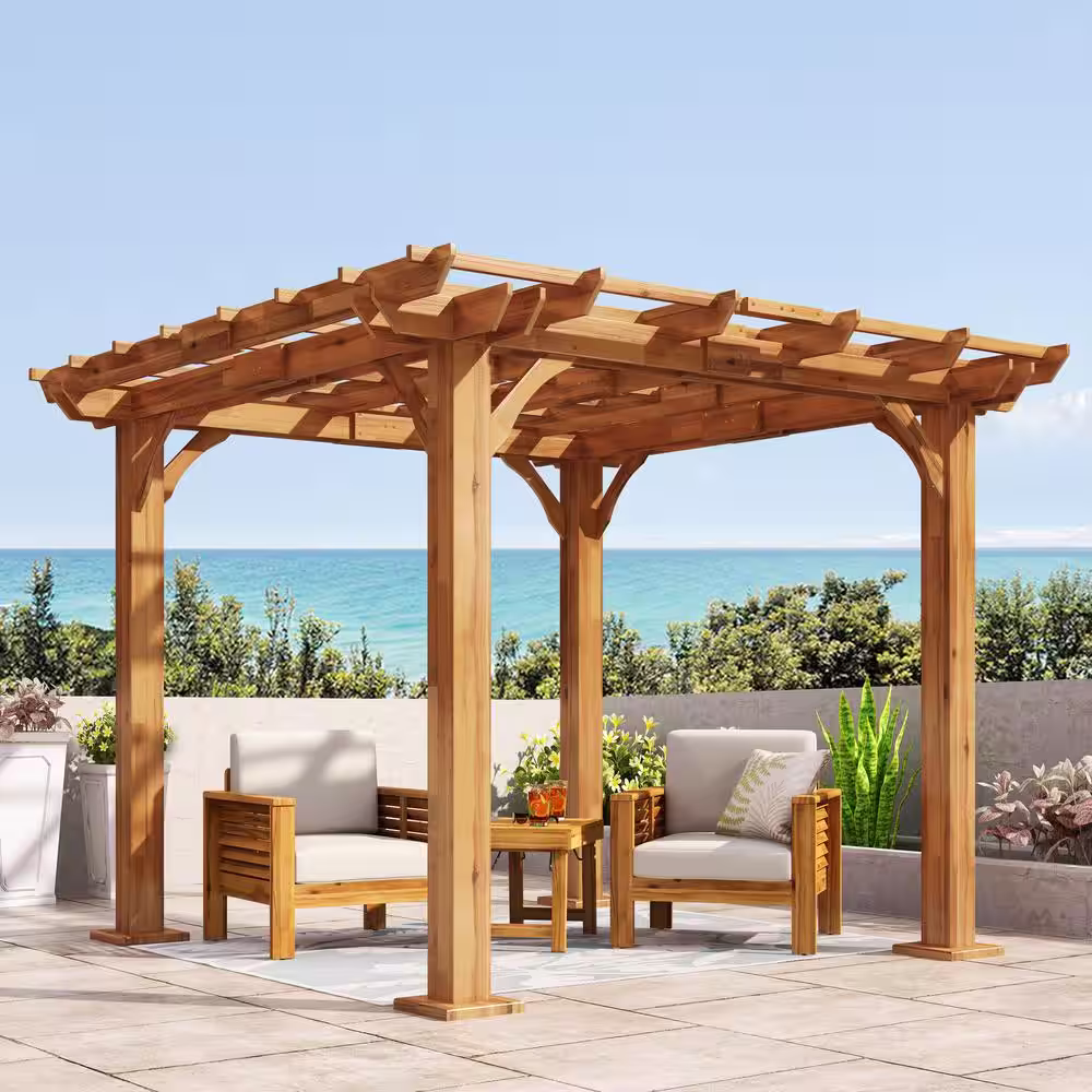 Noble House McWethy 10 ft. x 10 ft. Acacia Wood Pergola