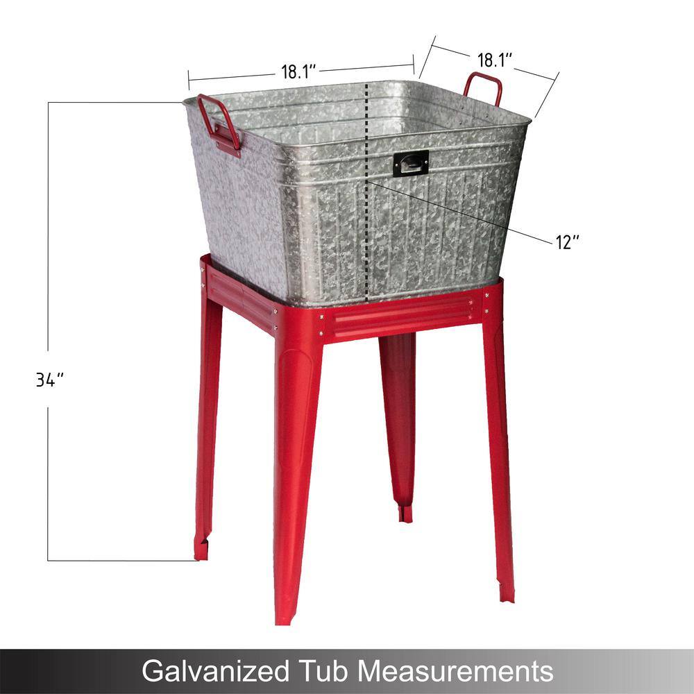 BACKYARD EXPRESSIONS PATIOÂ Â·Â HOMEÂ Â·Â GARDEN 17 Gallon Galvanized Metal Beverage Tub w/Stand