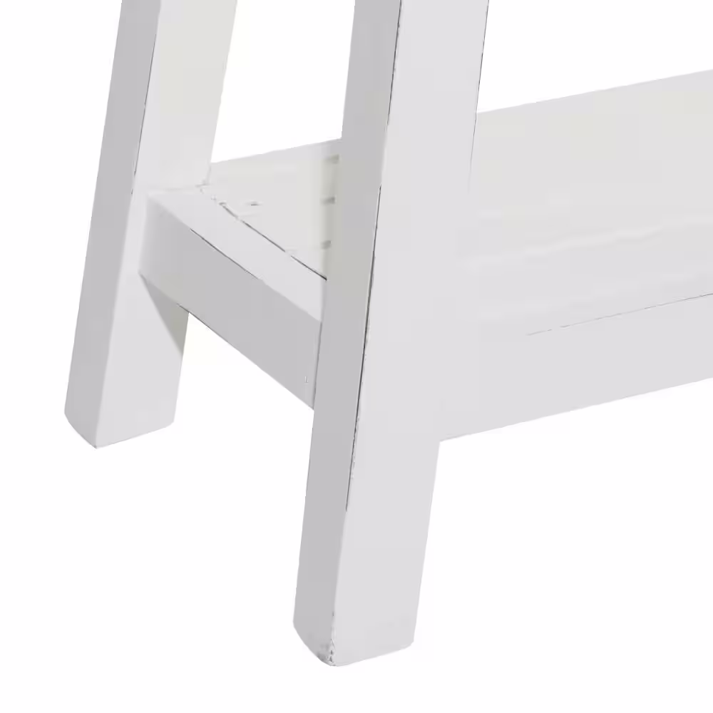 Litton Lane White Single Shelf Bench 19 in. X 36 in. X 13 in.