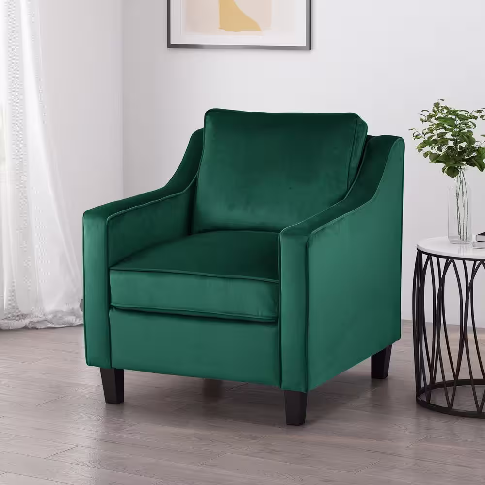 Noble House Milo Green Velvet Upholstered Club Chair