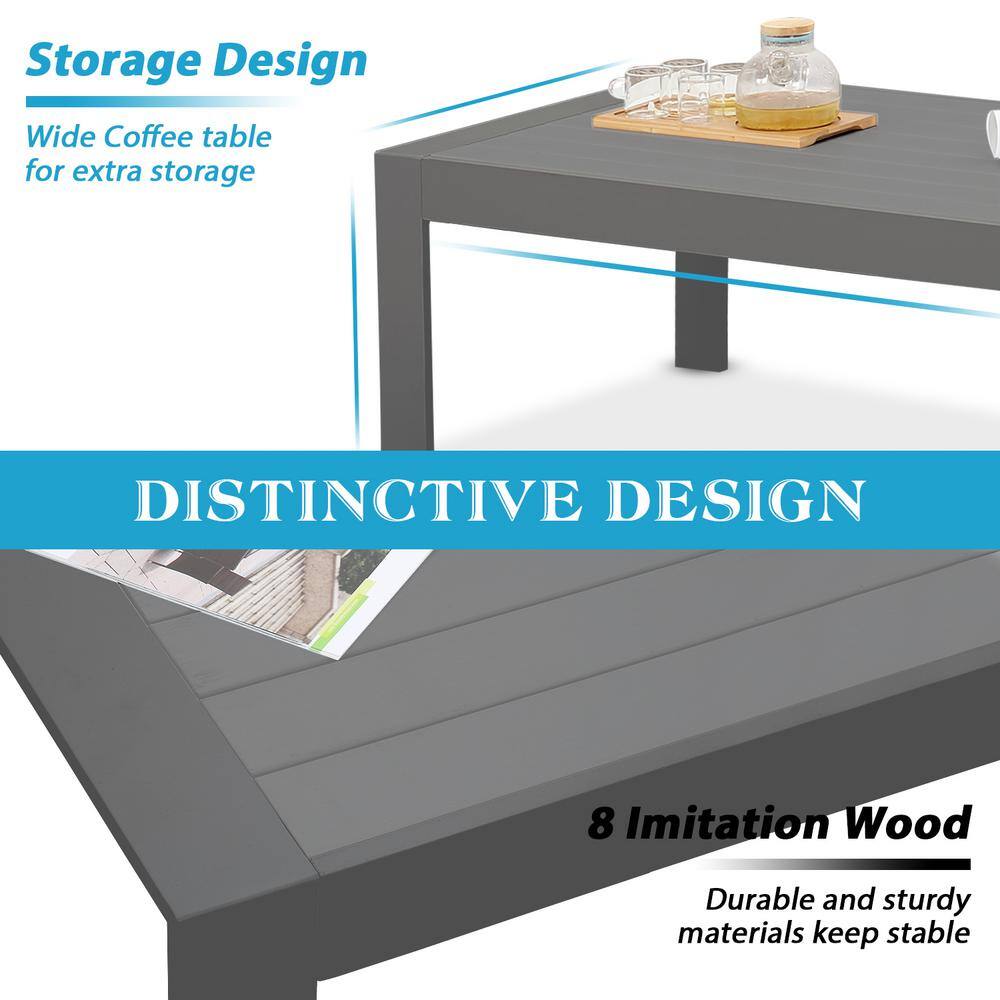 SUNVIVI Grey 6-Piece Aluminum Patio Conversation Set with Dark Grey Cushions