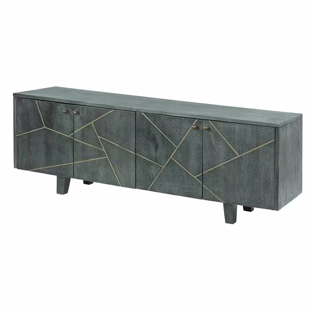 River of Goods Truman Grey Textured Wood 4-Door Storage Cabinet