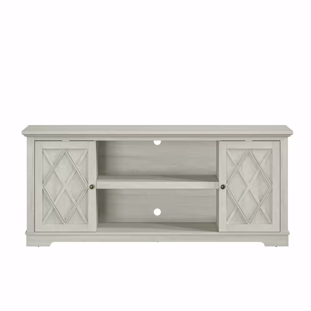 None 70 in. Farmhouse Style Off White TV Stand Fits TVs Up To 78 in. with Open Shelves