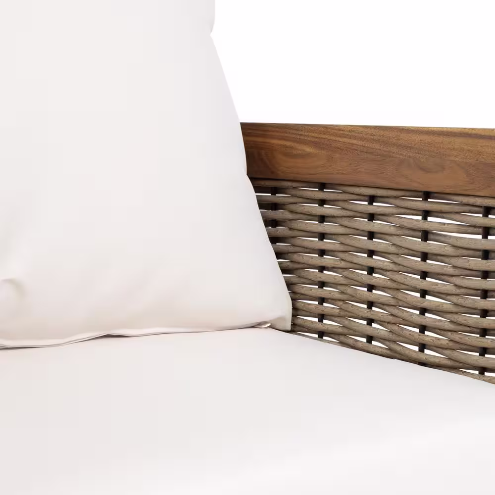 Noble House Rattler 4-Piece Wood Patio Conversation Set with Beige Cushions