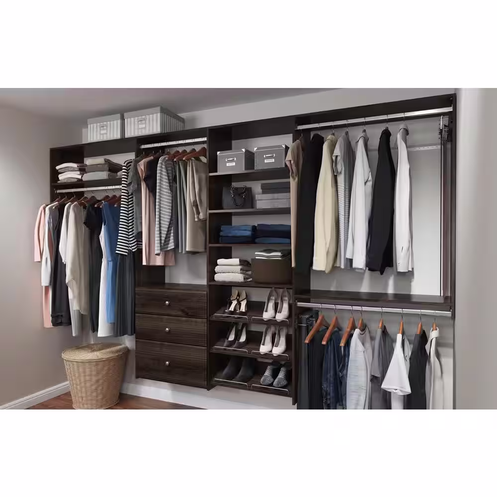 Closet Evolution 24 in. W x 14 in. D Espresso Wood Shelves (2-Pack)