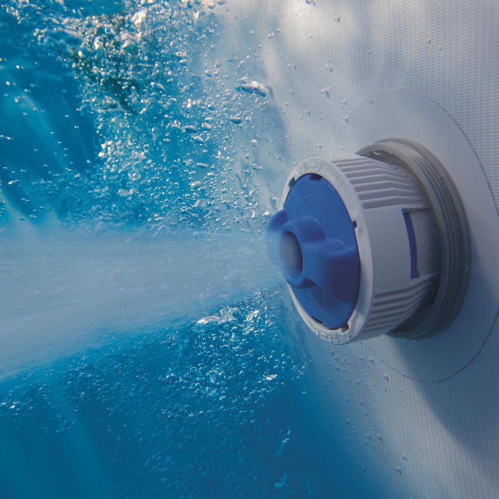 Bestway 16 ft. Round 48 in. D Power Steel Hard Side Vista Above Ground Swimming Pool with Surface Skimmer