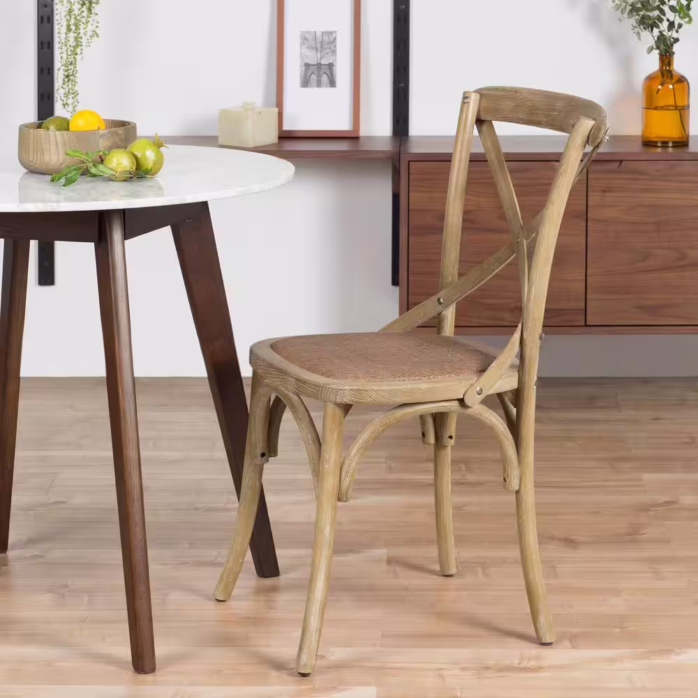 None Cafton Weathered Oak Crossback Chair (Set of 2)
