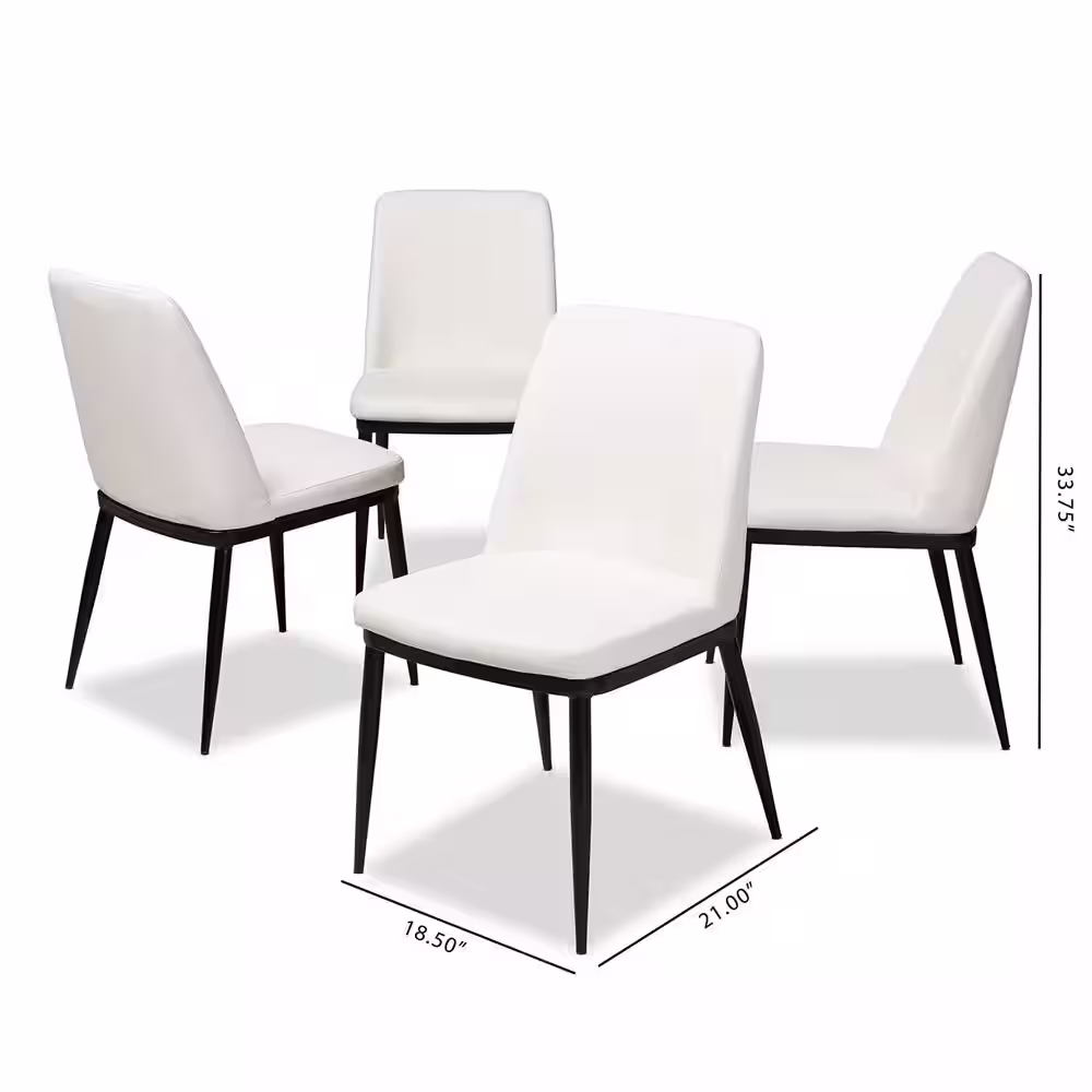 Baxton Studio Darcell White Faux Leather Upholstered Dining Chair (Set of 4)