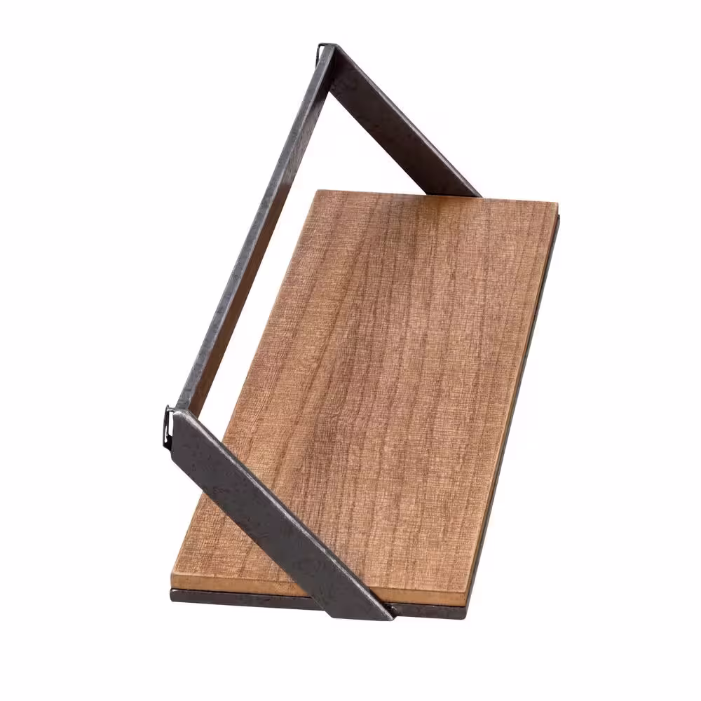 Honey-Can-Do Black/Rustic Steel Floating Wall Shelves (Set of 3)