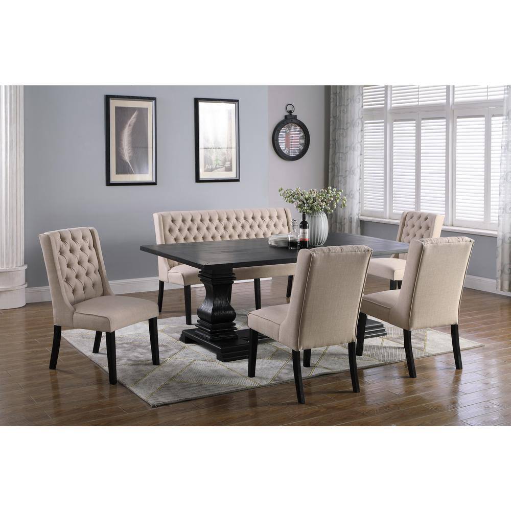 Best Master Furniture Serdar 39 in. H x 60 in. W x 23 in. D Beige Linen Tufted Banquette Bench