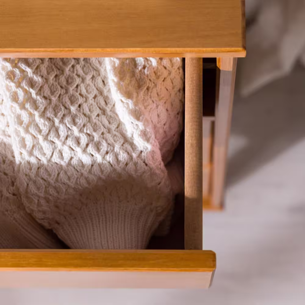 Walker Edison Furniture Company Sloane 3-Drawer Caramel Mid-Century Modern Solid Wood Dresser