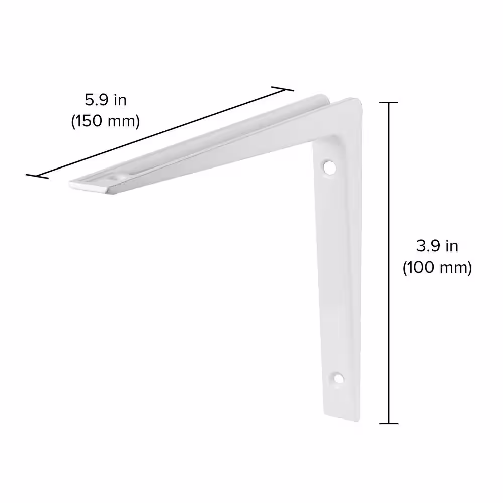 Dolle PURIST 5.9 in. White Aluminum Shelf Bracket Set of 2