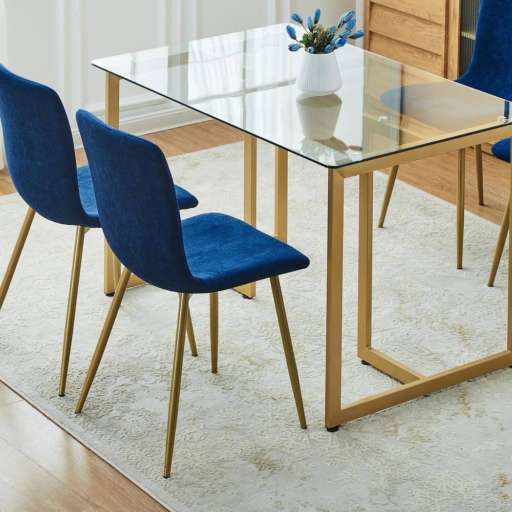 Homy Casa Scargill Blue Textured Fabric Upholstered Dining Chairs (Set of 4)