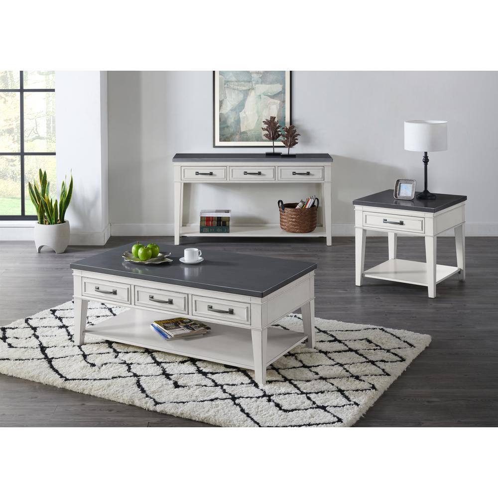 Martin Svensson Home Del Mar 55 in. Antique White/Gray Standard Rectangle Wood Console Table with Drawers