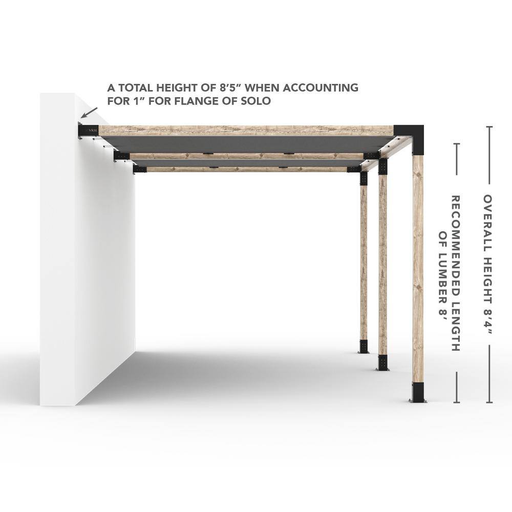 TOJA GRID 10 ft. L x 18 ft. W Double Wall Mount Pergola Kit with 2 Crimson Shade Sails, 4x4 Wood