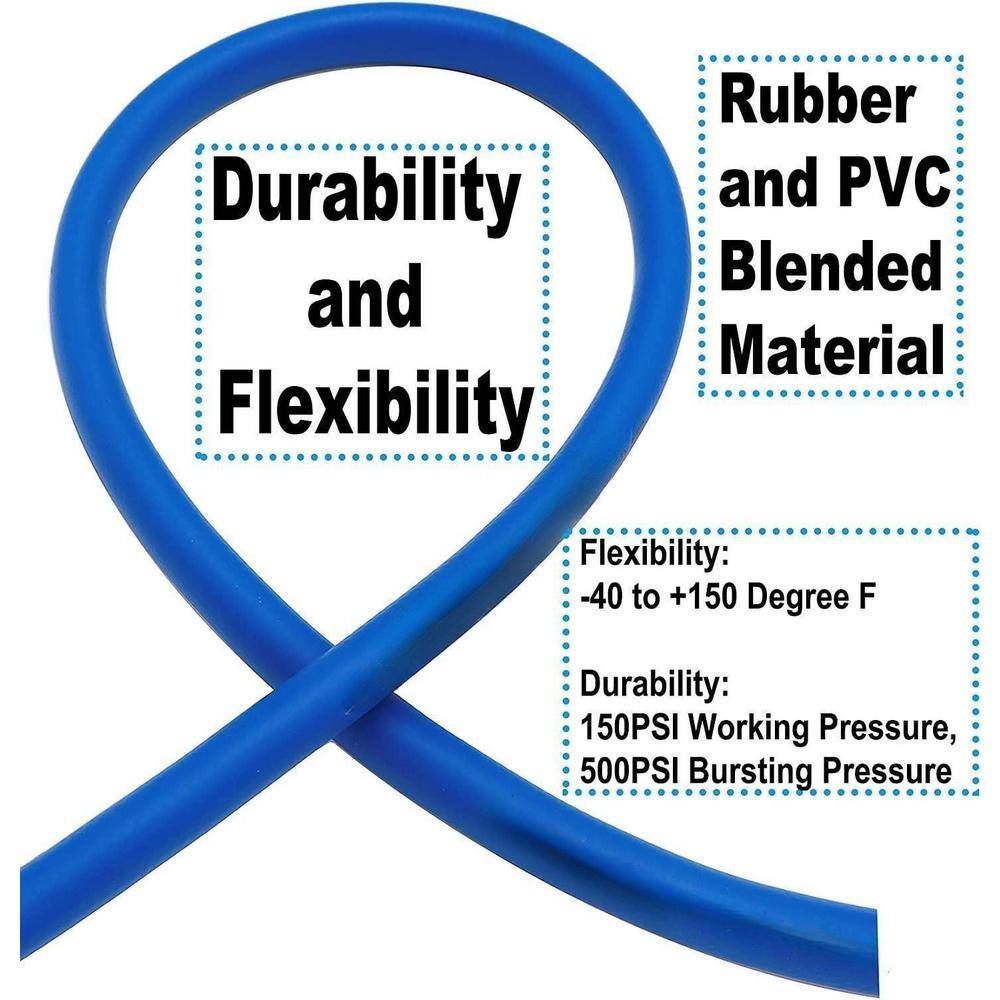 None 3/4 in. x 6 ft. Heavy-Duty Hybrid Garden Lead Kink Resistant, All-Weather Flexible with Swivel Grip Handle Blue