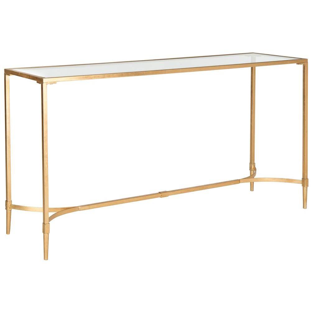 SAFAVIEH Antwan 63 in. Gold/Glass Console Table