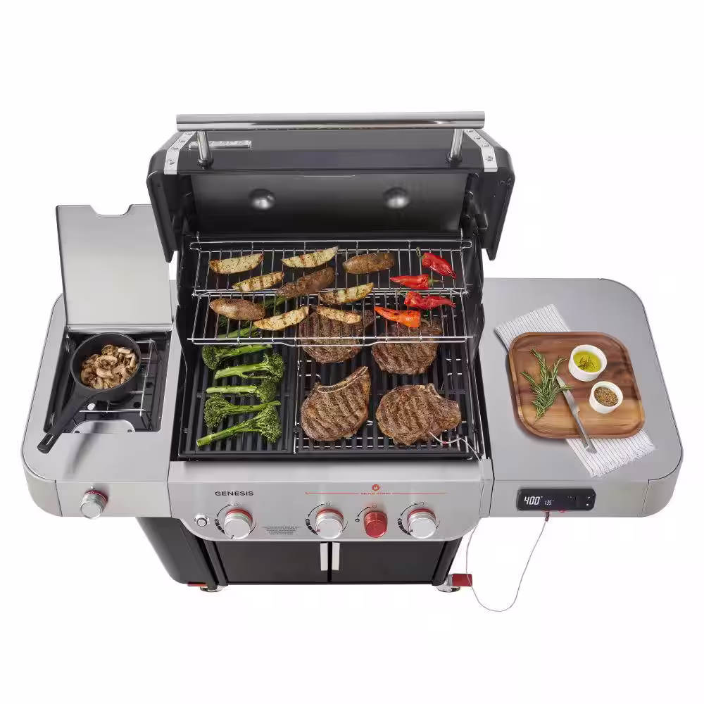 Weber Genesis Smart EX-335 3-Burner Natural Gas Grill in Black with Side Burner
