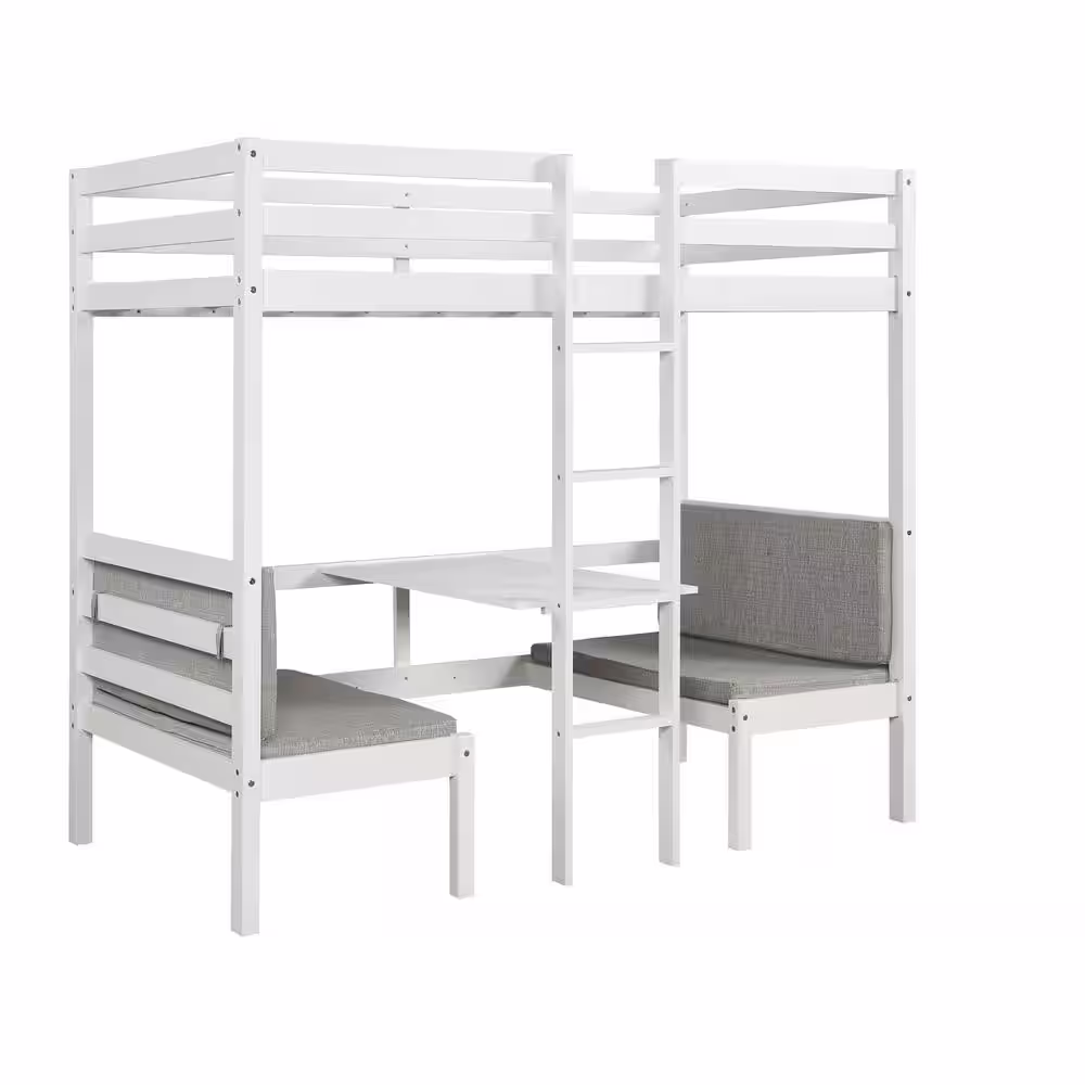 Harper & Bright Designs White Multifunctional Bunk Bed with Desk