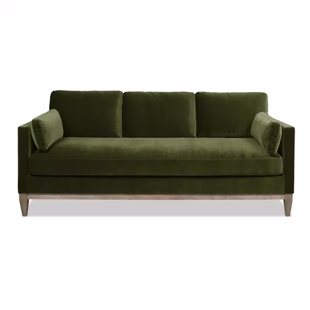 Jennifer Taylor Knox 84 in. Olive Green Performance Velvet Modern Farmhouse Sofa