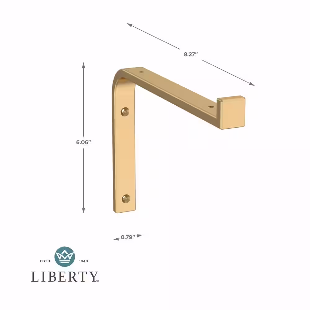 Liberty 8 in. Wraparound Satin Gold Shelf Bracket 2-Pack