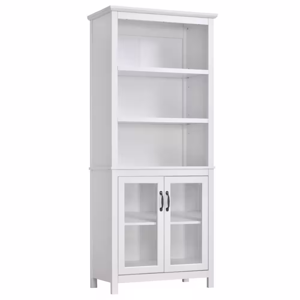 HOMCOM 70.75 in White MDF 2 Shelf Storage Cabinet Standard Bookcase with Adjustable Shelves Display Rack