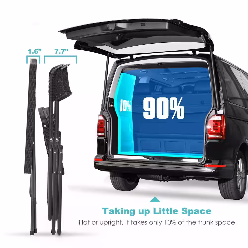 Nuu Garden 3 Piece Iron Outdoor Bistro Patio Set with Foldable Patio Table and Chairs Set in Black