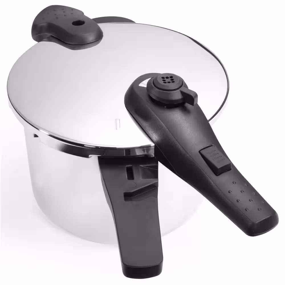 Barton Turbo 6 qt. Silver 15-PSI Stove Top Pressure Cooker Induction Compatible with Easy-Lock Lid