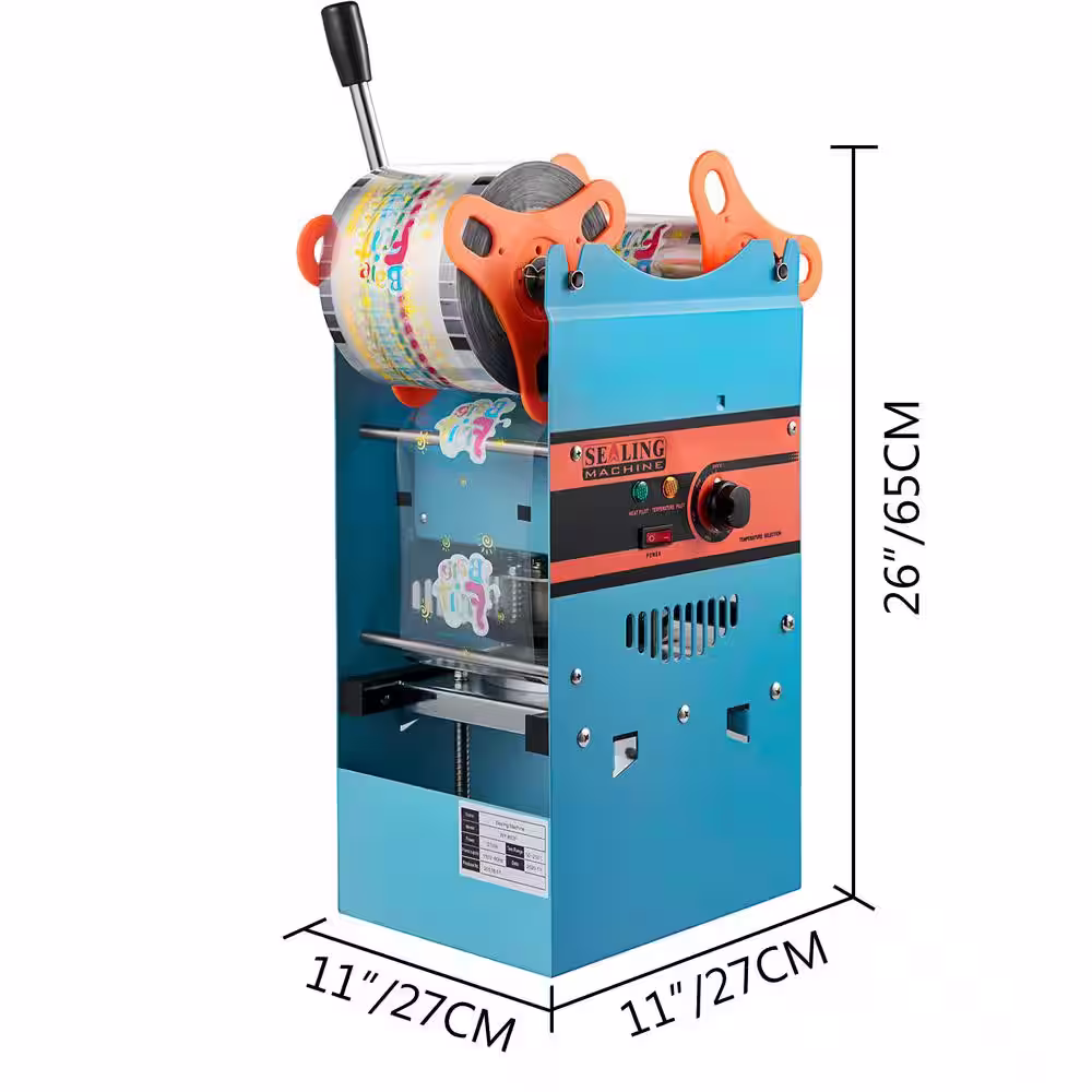 VEVOR Manual Tea Cup Sealer Machine 300-500 Cup per Hour 90/95 mm Cup Diameter Boba Tea Sealing Machine for Restaurants, Blue