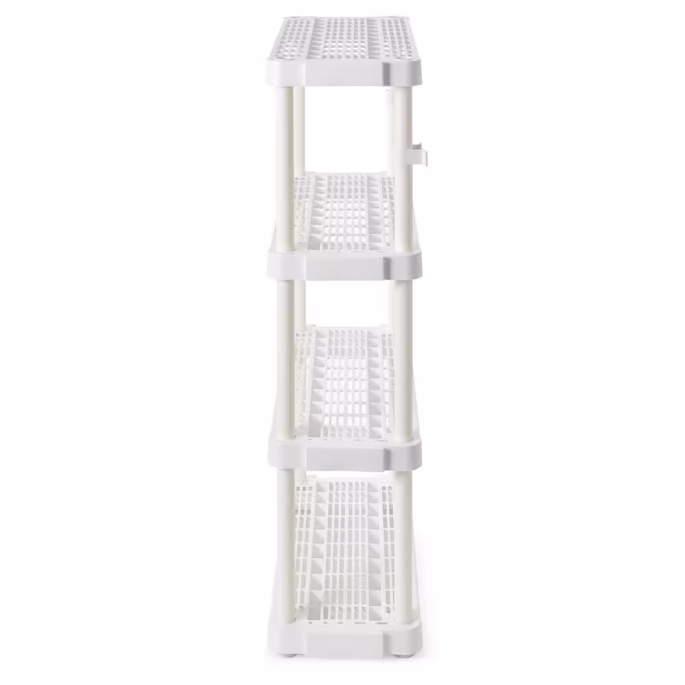 GRACIOUS LIVING 4 Shelf Adjustable Ventilated Medium Duty Shelving Unit, White, 14 x 32 x 54.5 inches