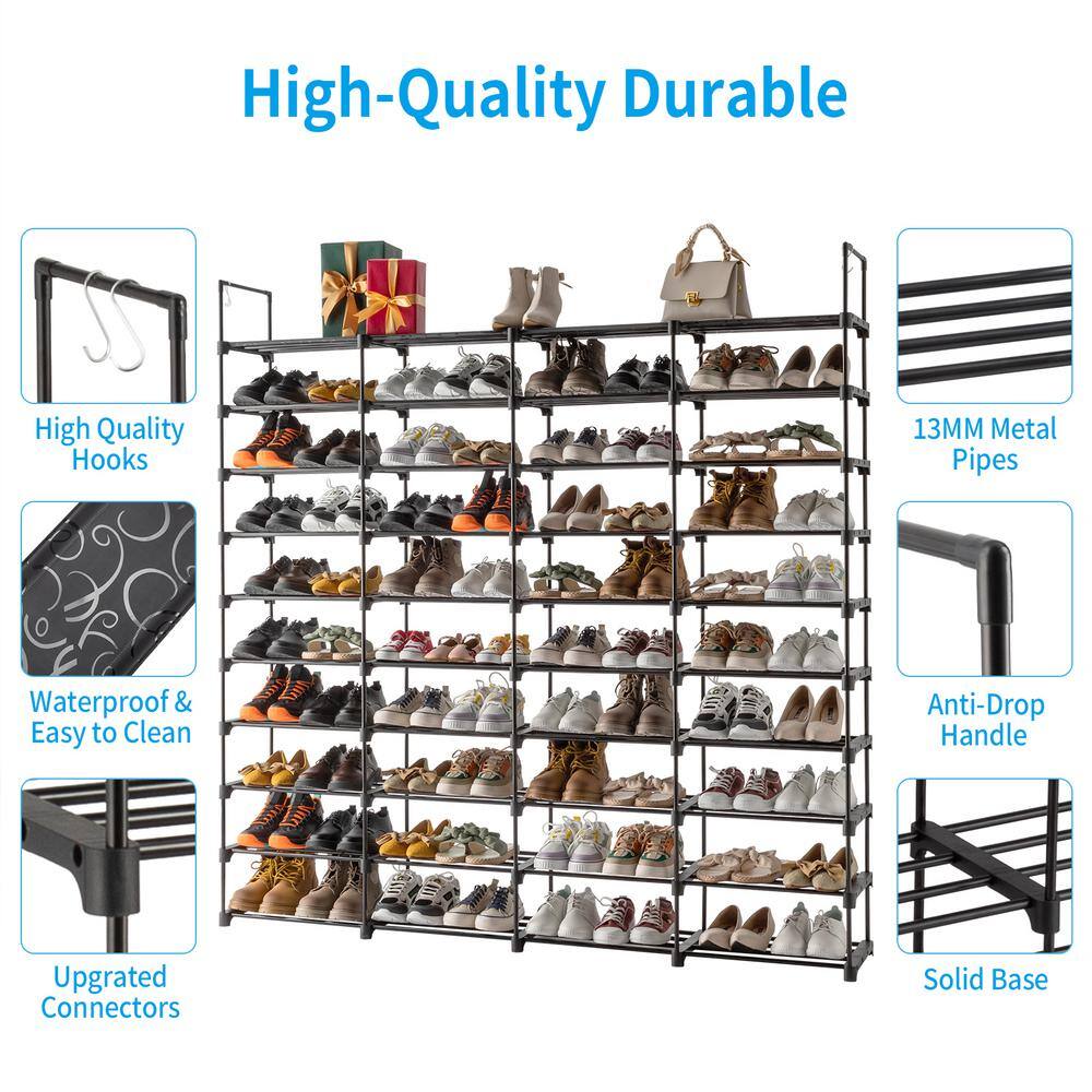 Karl home 68.9 in. H 72-Pair Black Shoe Rack