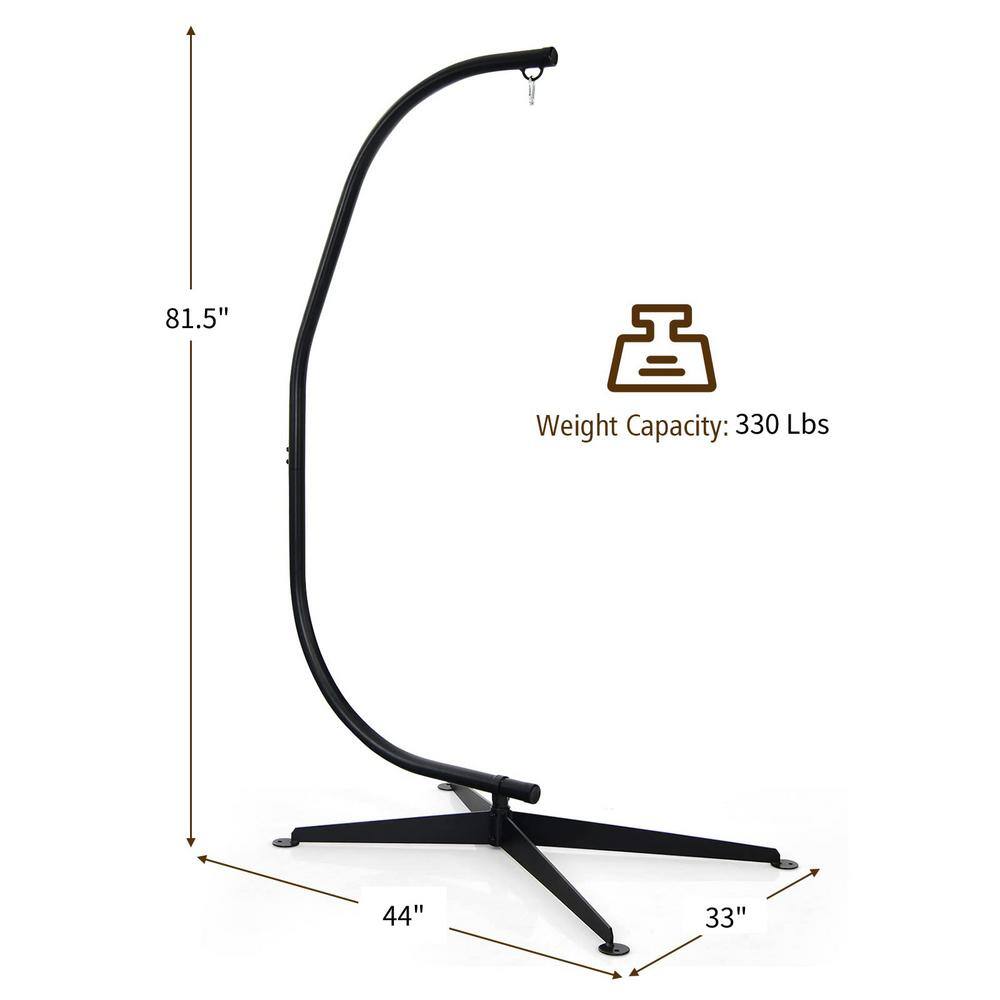 Alpulon 7 ft. Metal Frame C Shape Hanging Hammock Stand in Black