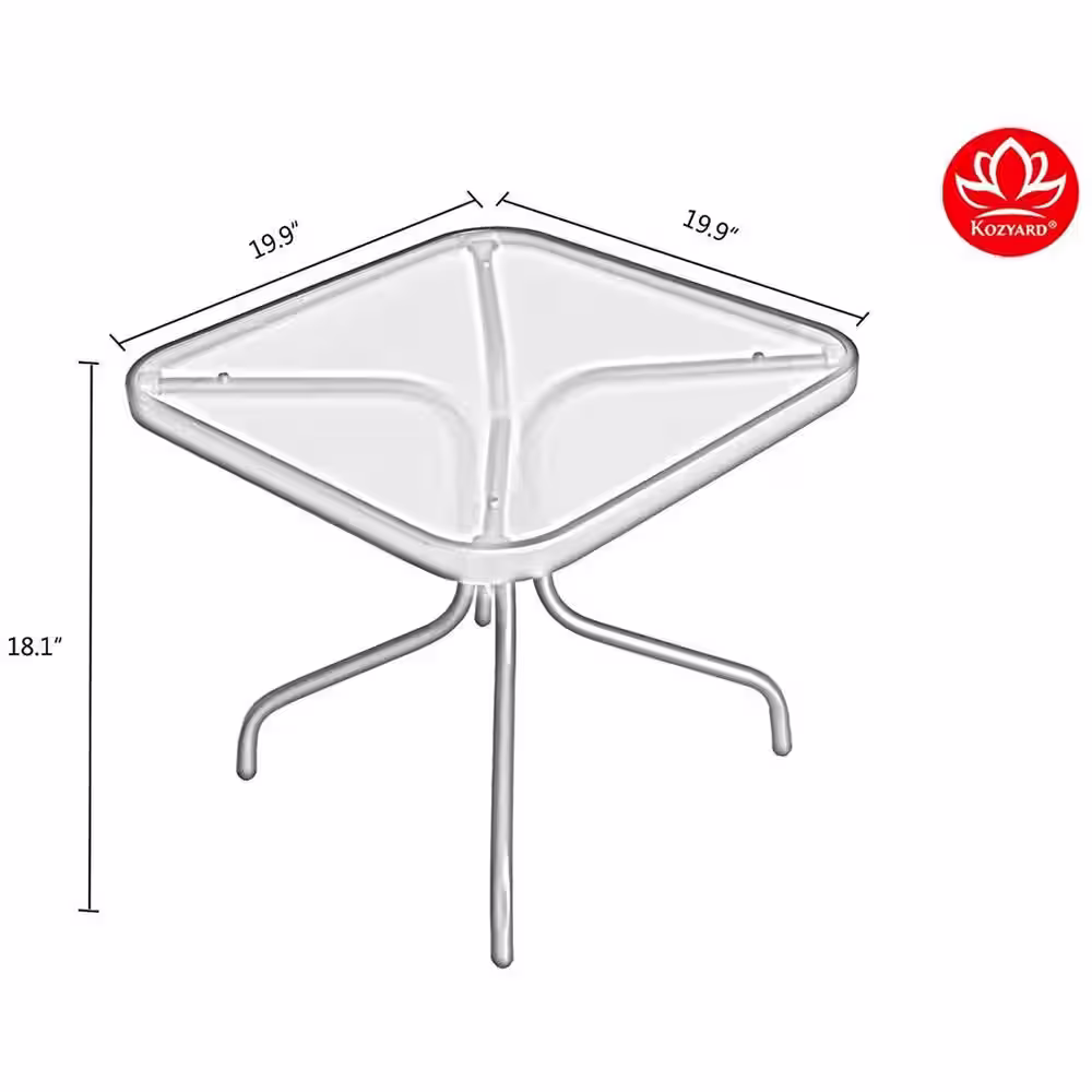 KOZYARD Elsa Dark Brown 3-Piece Metal Outdoor Bistro Sets with Padded Foam Beige Cushion