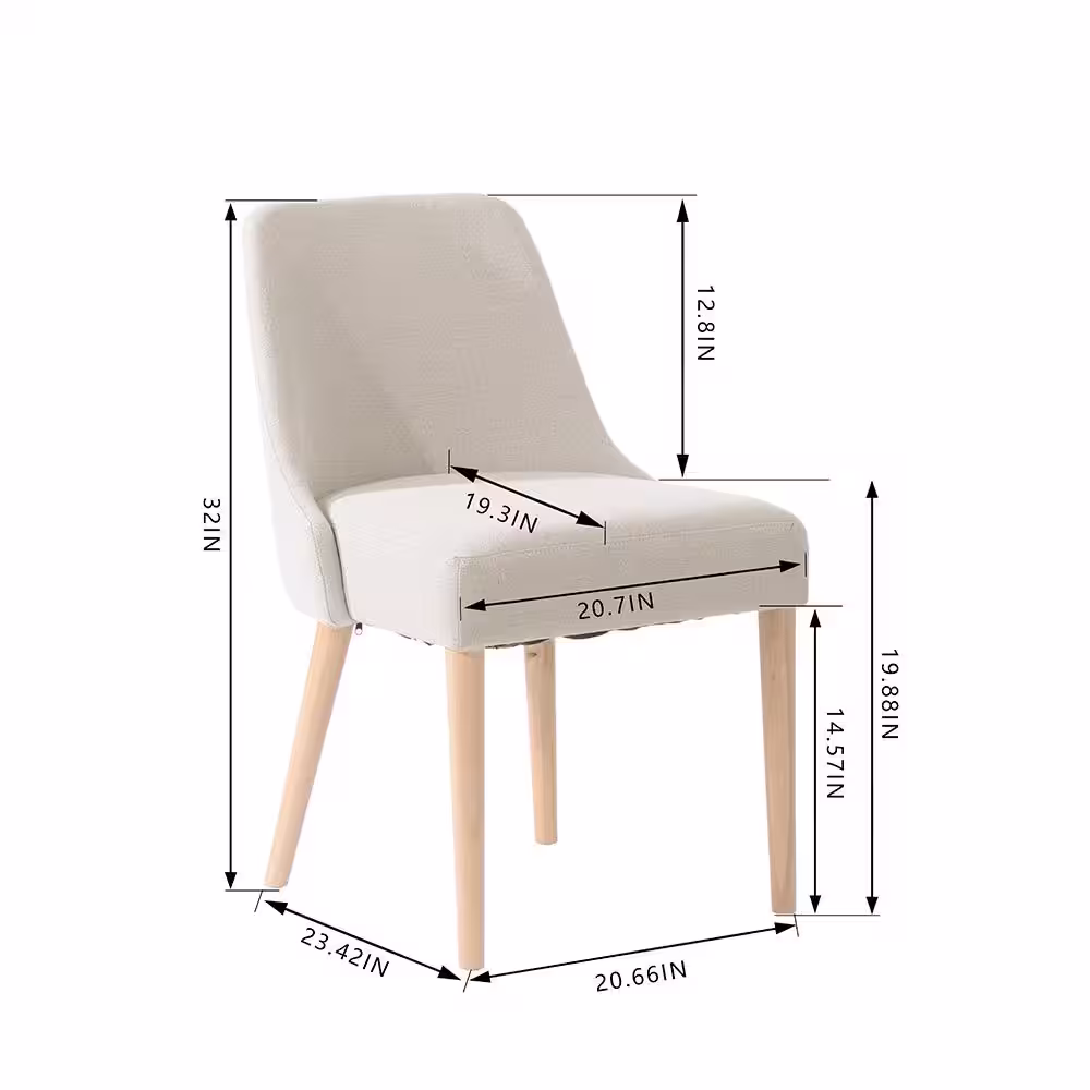 StyleWell Benfield Biscuit Beige Upholstered Dining Chair with Natural Wood Legs (Set of 2)