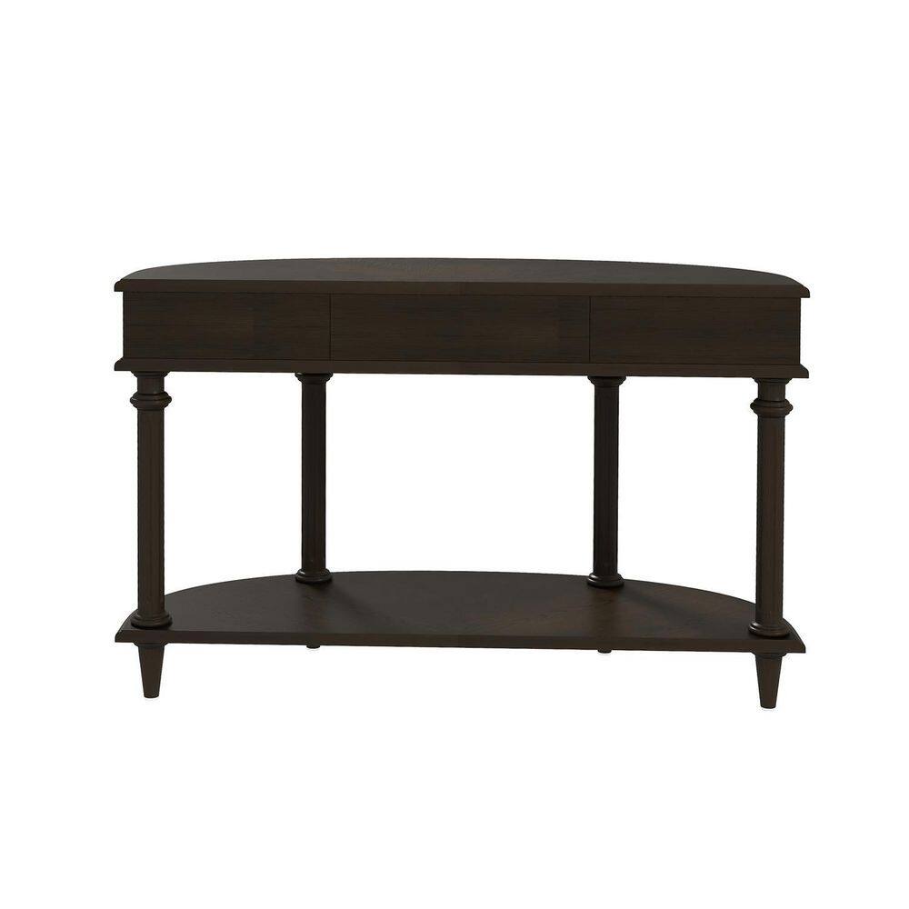 JAYDEN CREATION Strophades 46.5 in. Natural Wood Half-Circle Console Table With Drawer
