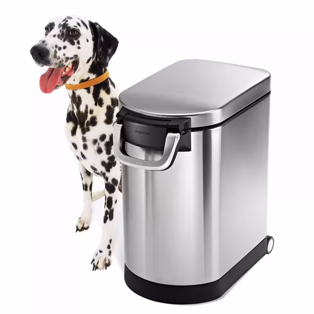 simplehuman Medium Pet Food Storage Can in Fingerprint-Proof Brushed Stainless Steel