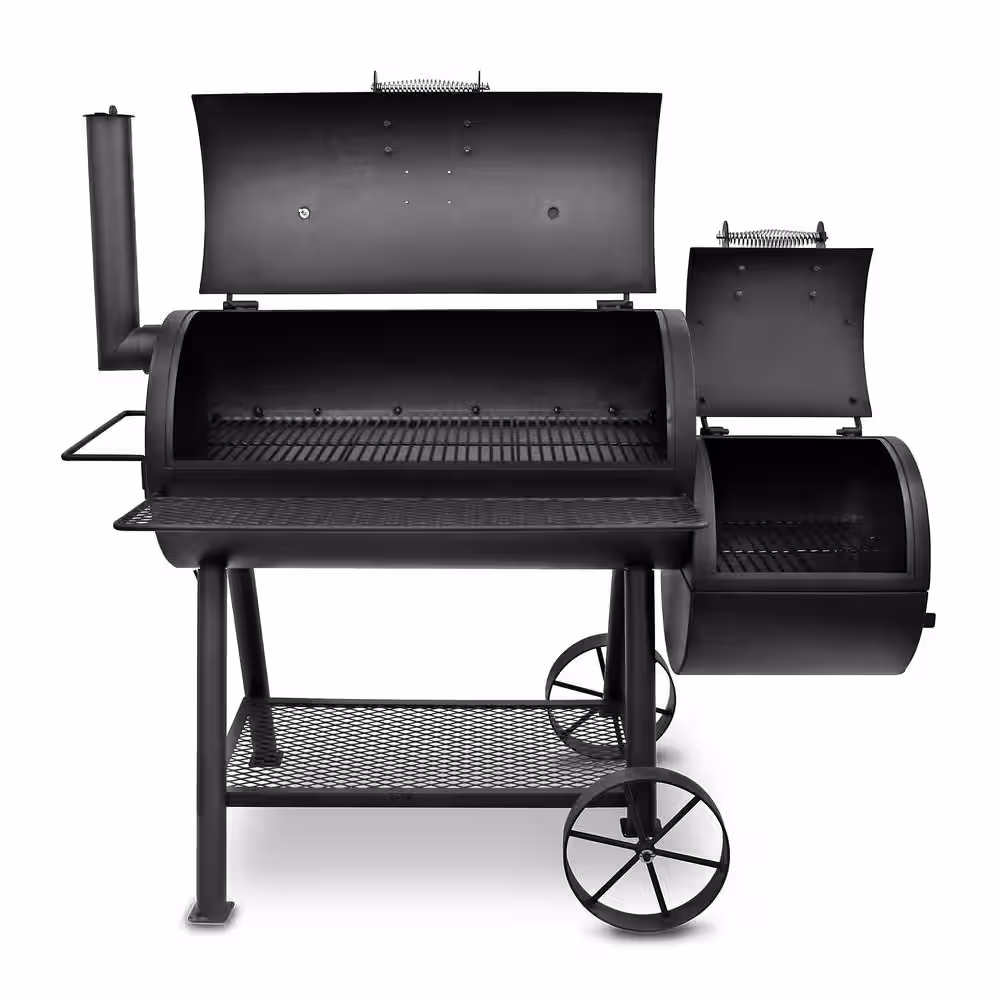 OKLAHOMA JOE'S Highland Offset Charcoal Smoker and Grill in Black with 900 sq. in. Cooking Space