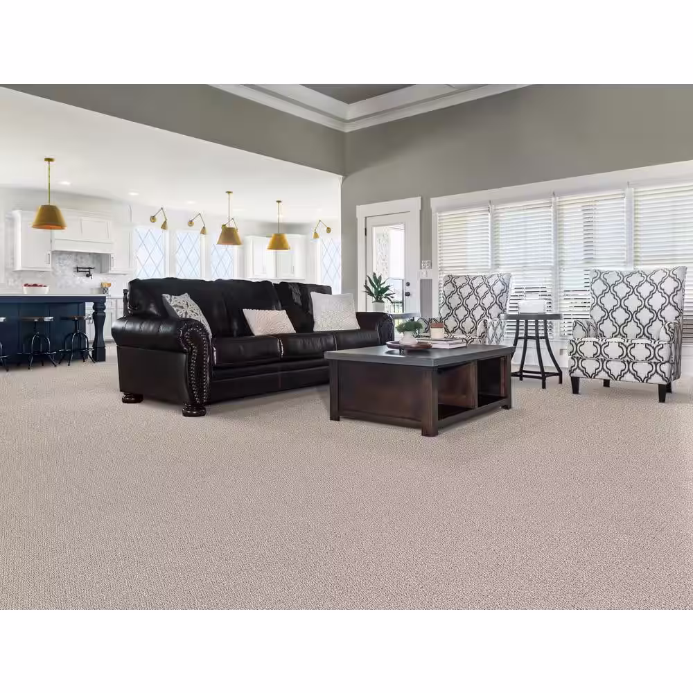 Home Decorators Collection Tower Road - Parchment - Beige 32.7 oz. SD Polyester Loop Installed Carpet